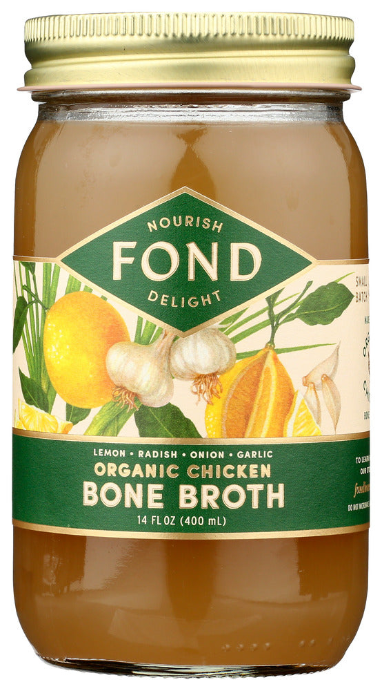 Fond Bone Broth: Broth Bone Lemon N Garlic Chicken Organic, 14 Fo