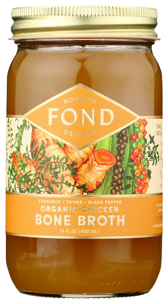 Fond Bone Broth: Broth Bone Turmeric N Black Pepper Chicken Organic, 14 Fo