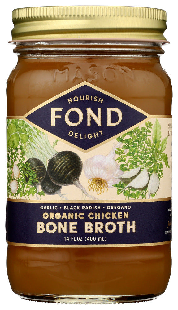 Fond Bone Broth: Chicken Bone Broth Black Radish N Oregano, 14 Fo