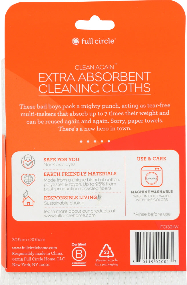 Full Circle Home: Clean Again Extra Absorbent Cleaning Cloths, 1 Ea