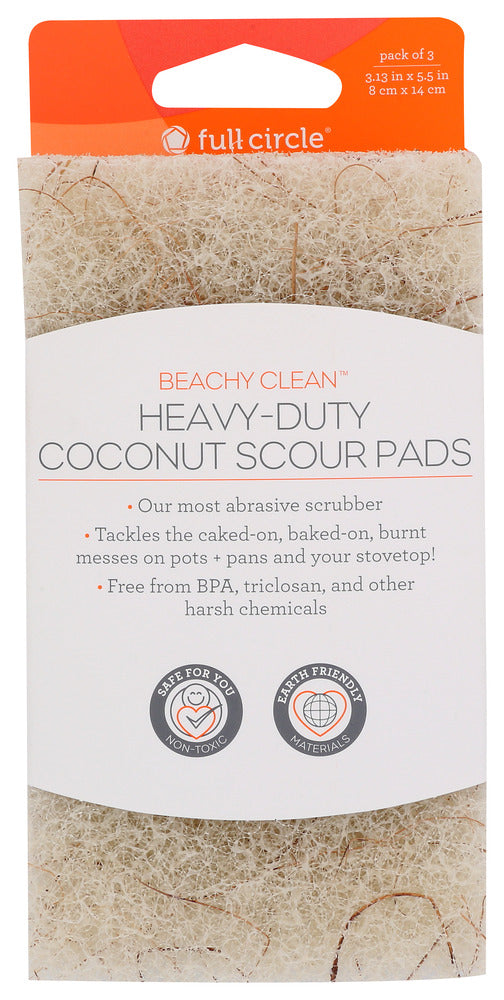 Full Circle Home: Heavy Duty Coconut Scour Pads, 3 Ea