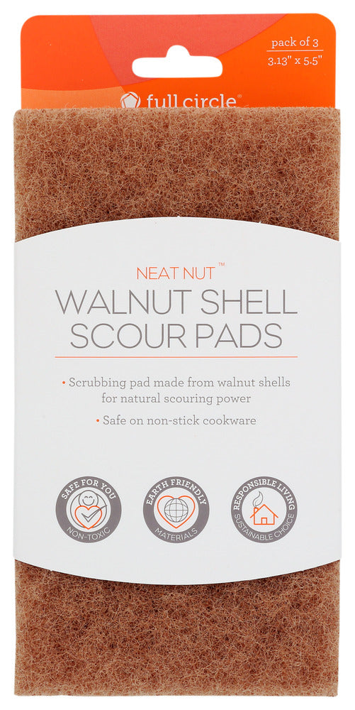 Full Circle Home: Walnut Scour Pads, 3 Pc