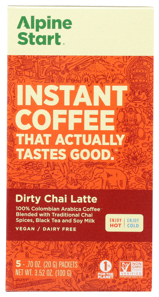 Alpine Start: Dairy Free Dirty Chai Tea Instant Latte, 3.52 Oz