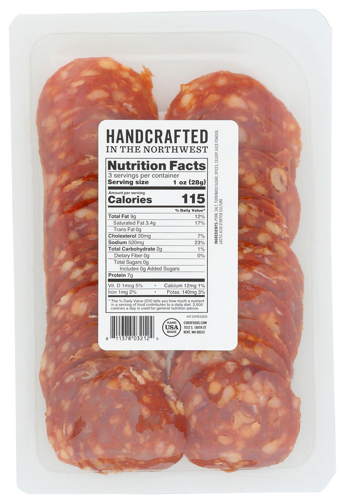 Coro Foods: Hot Sopressata Salami Sliced Pack, 3 Oz