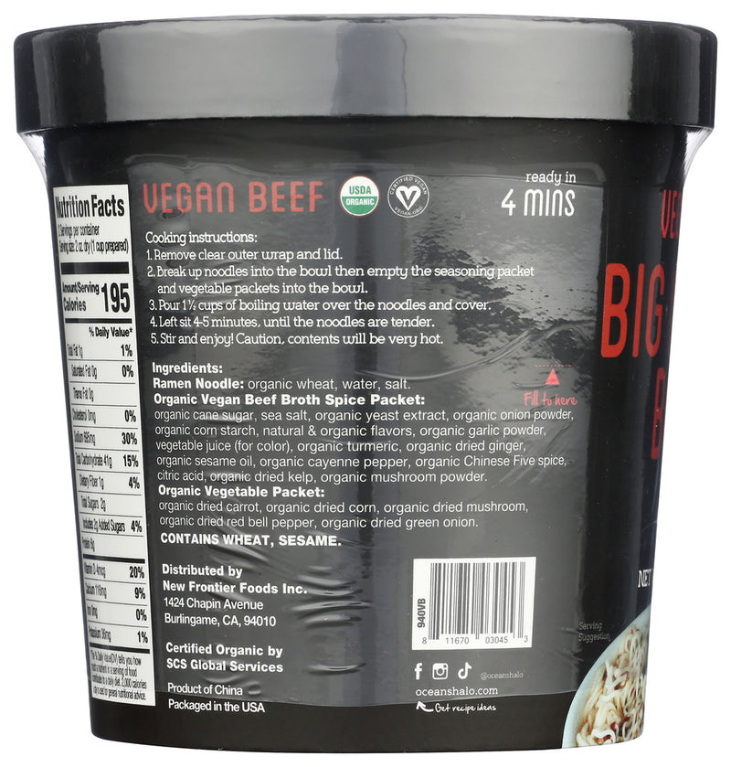 Oceans Halo: Vegan Beef Big Noodle Bowl, 4.02 Oz