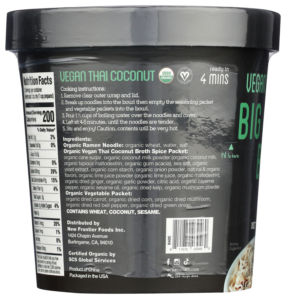 Oceans Halo: Vegan Thai Coconut Big Bowl Noodles, 4.02 Oz