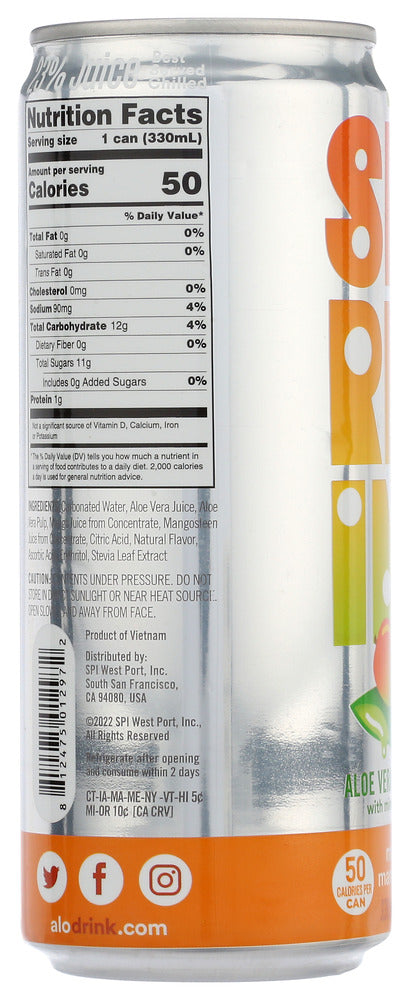 Alo: Sparkling Mango Mangosteen Aloe Vera Juice, 11.2 Fo