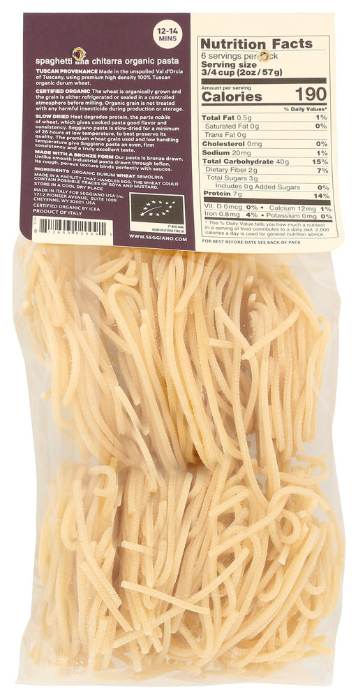 Seggiano: Organic Spaghetti Alla Chitarra Pasta, 13.25 Oz