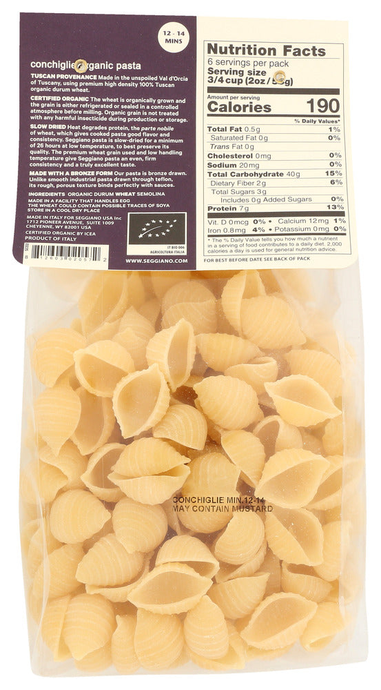 Seggiano: Organic Conchiglie Pasta, 13.2 Oz