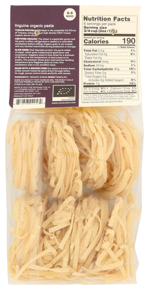 Seggiano: Organic Pasta Linguini, 13.2 Oz