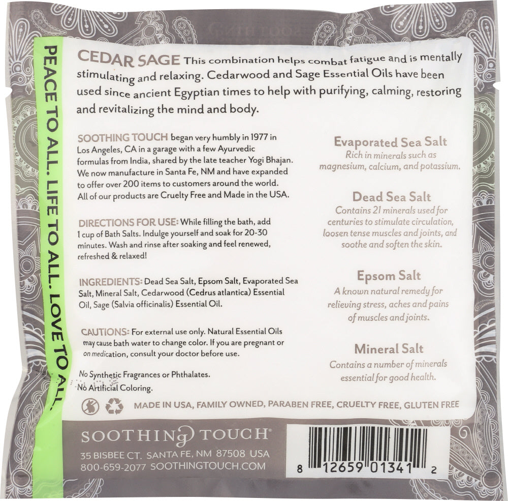 Soothing Touch: Bath Salt Cedar Sage, 8 Oz