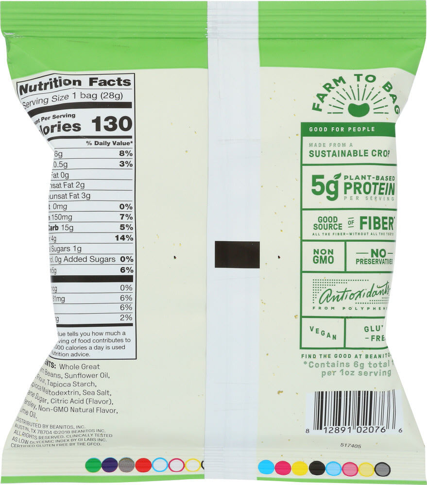 Beanitos: Lime White Bean Chips, 1 Oz