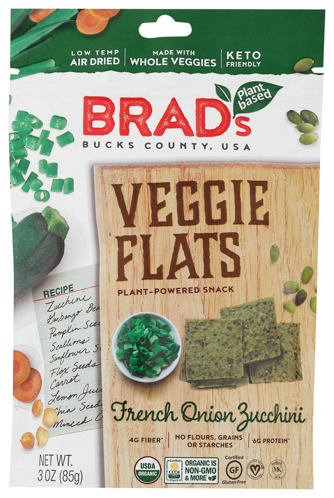 Brads Plant Based: Veggie Flats French Onion Zucchini, 3 Oz