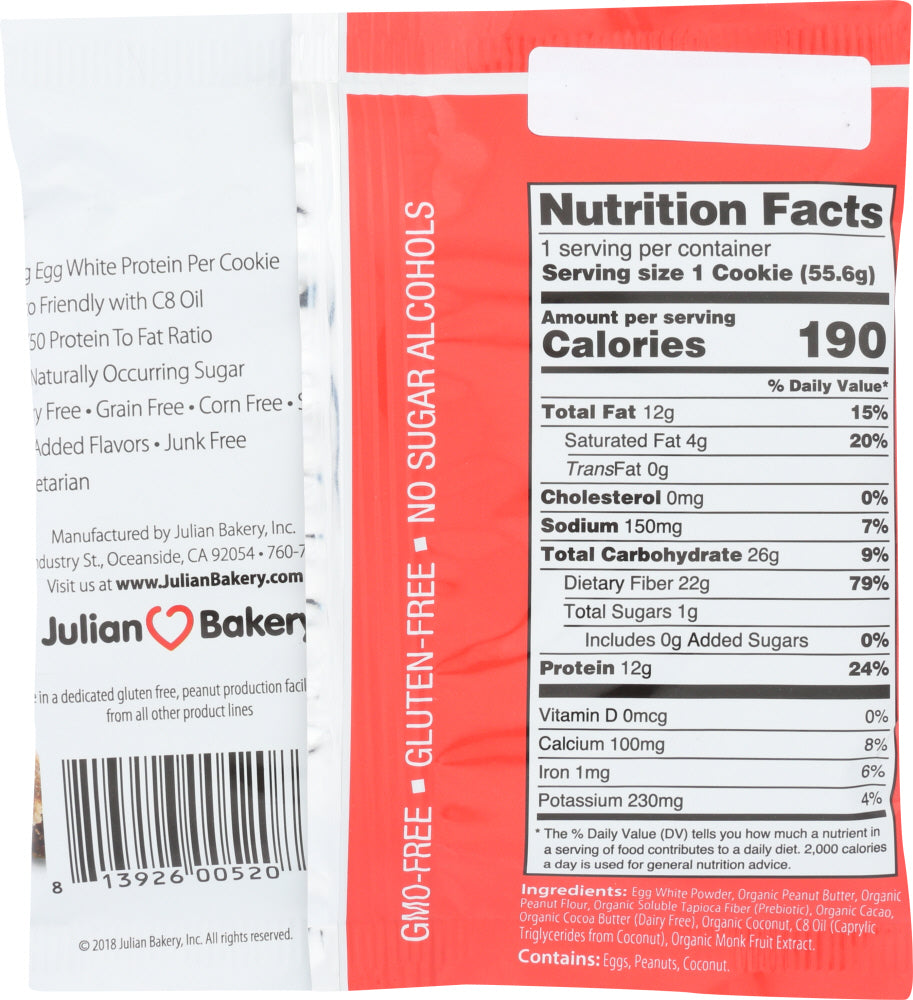 Julian Bakery: Peanut Butter Chocolate Chip Cookie, 1.96 Oz