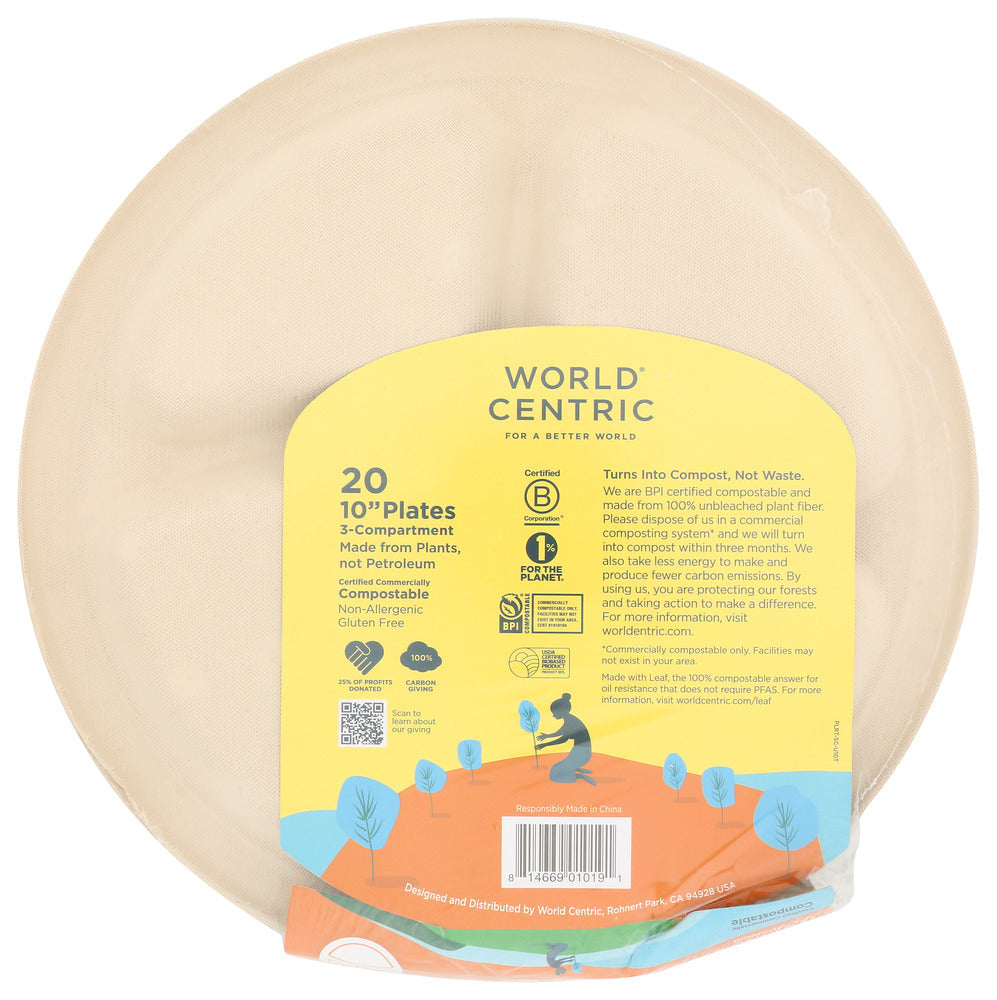 World Centric: 3-Compartment Fiber Plate, 20 Pc