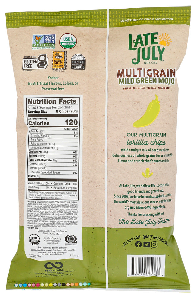 Late July: Multigrain Mild Green Mojo Tortilla Chips, 7.5 Oz