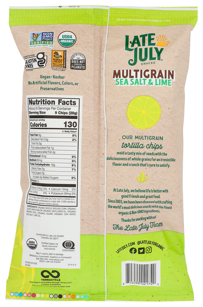 Late July: Multigrain Sea Salt Lime Tortilla Chips, 7.5 Oz