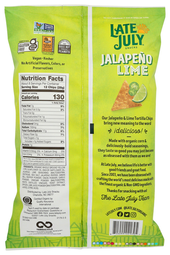 Late July: Jalapeno And Lime Tortilla Chips, 7.8 Oz