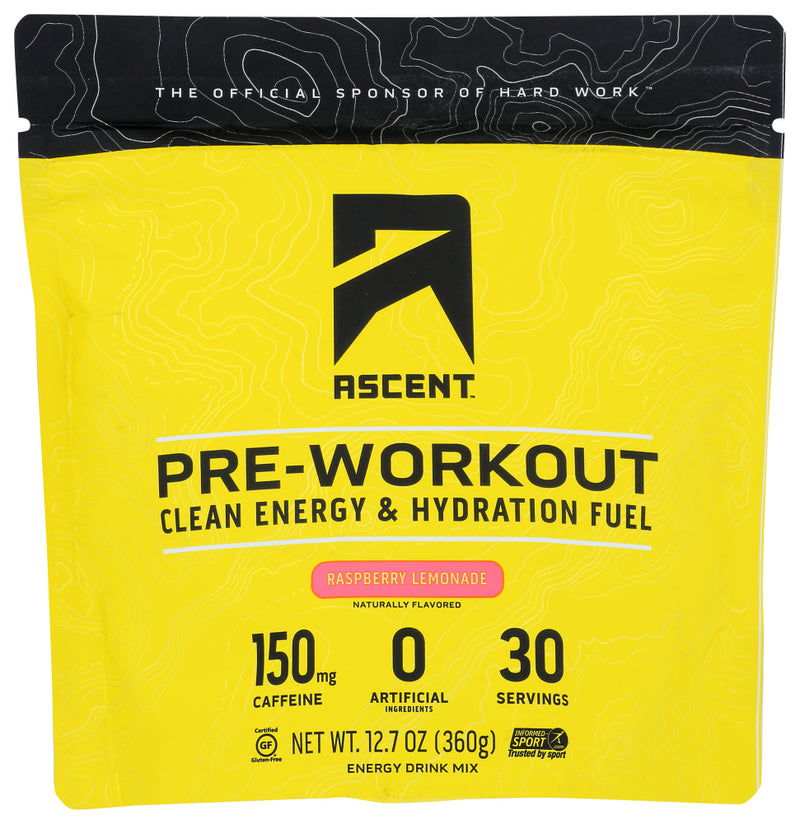 Ascent: Preworkout Raspberry Lemonade, 12.7 Oz