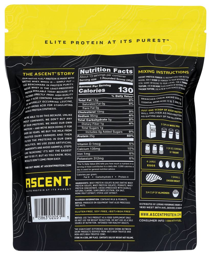 Ascent: Whey Protein Native Choc, 1 Lb