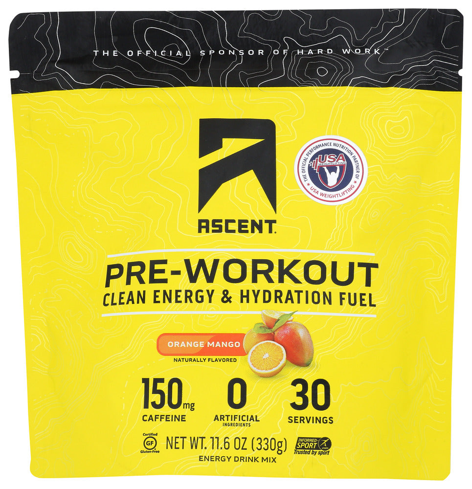 Ascent: Preworkout Orange Mango, 11.6 Oz