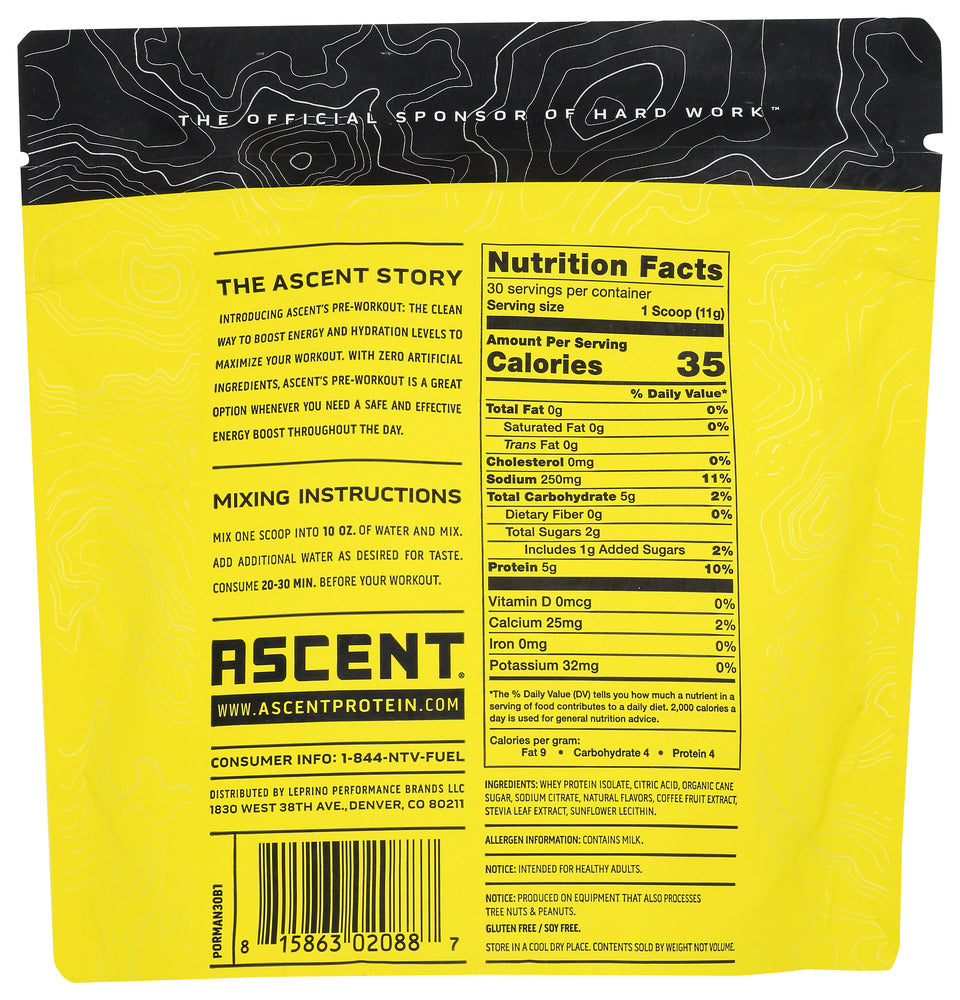 Ascent: Preworkout Orange Mango, 11.6 Oz