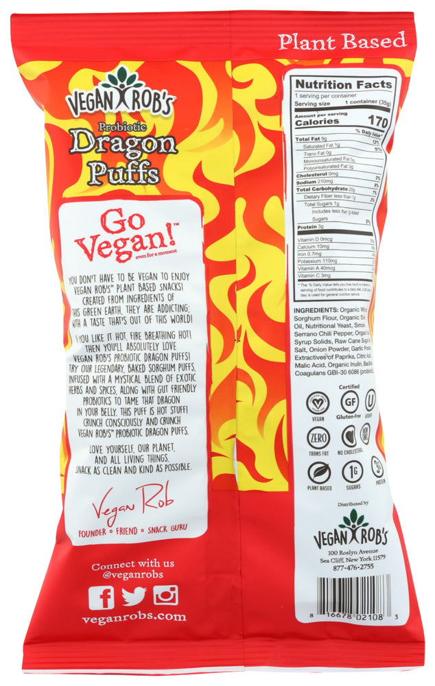 Veganrobs: Probiotic Dragon Puffs, 1.25 Oz