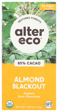 Alter Eco: Almond Blackout Dark Chocolate Bar, 2.65 Oz