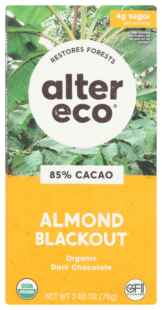 Alter Eco: Almond Blackout Dark Chocolate Bar, 2.65 Oz