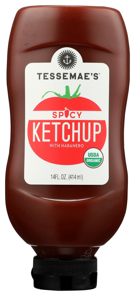 Tessemaes: Ketchup Organic Spcy Sqz, 14 Oz