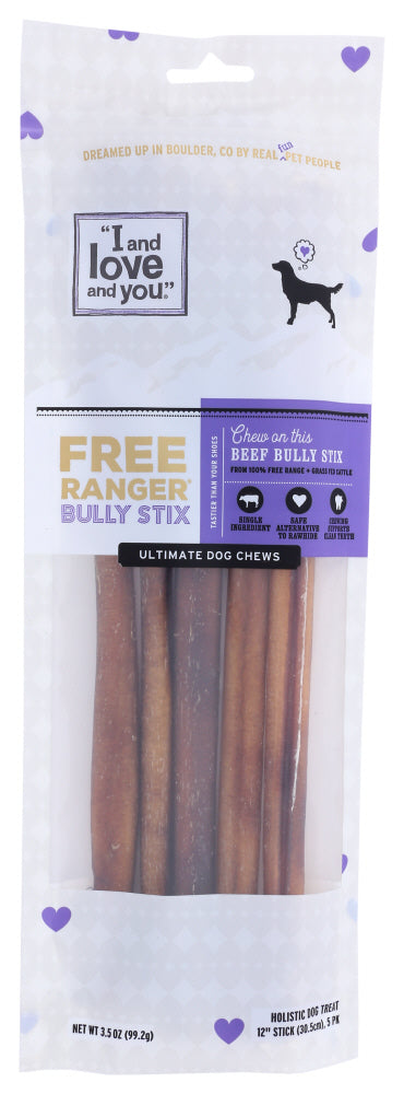 I&Love&You: Free Ranger Beef Bully Stix Dog Chews, 3.5 Oz