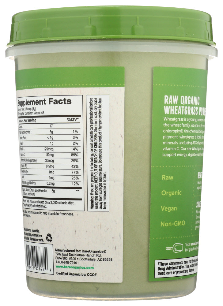 Bareorganics: Wheatgrass Pwdr Org, 8 Oz