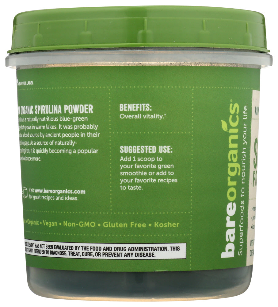 Bareorganics: Spirulina Pwdr Org, 8 Oz