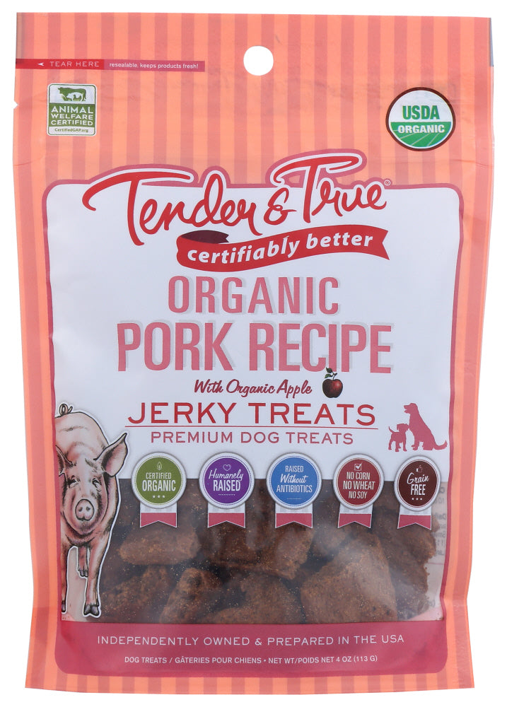 Tender And True: Dog Treat Pork Jerky Org, 4 Oz