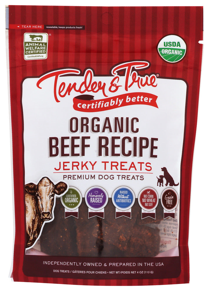 Tender And True: Treat Dog  Jerky Beef Org, 4 Oz