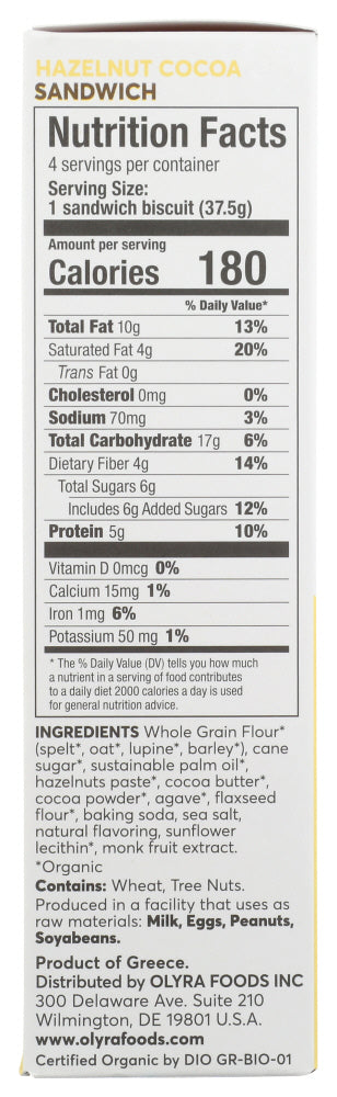Olyra: Breakfast Biscuits Hazelnut Cocoa Sandwich, 5.3 Oz