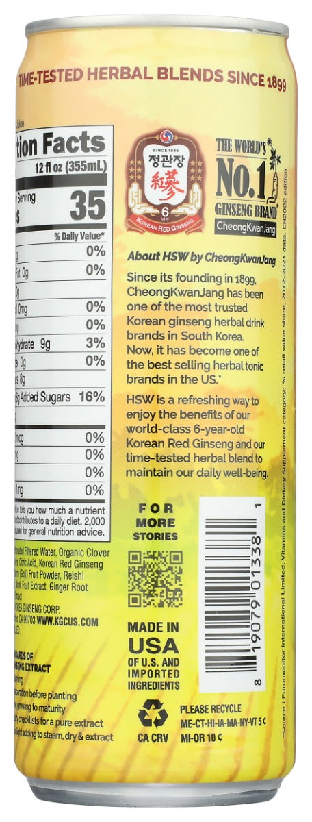 Hsw: Recharge Sparkling Herbal Drink Adaptogens, 12 Fo