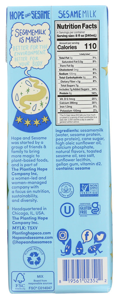 Hope And Sesame: Milk Original Sesame, 32 Oz