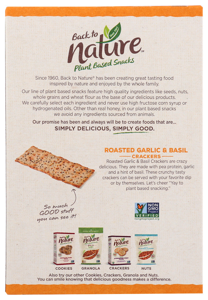 Back To Nature: Roasted Garlic Basil Crackers, 5.5 Oz