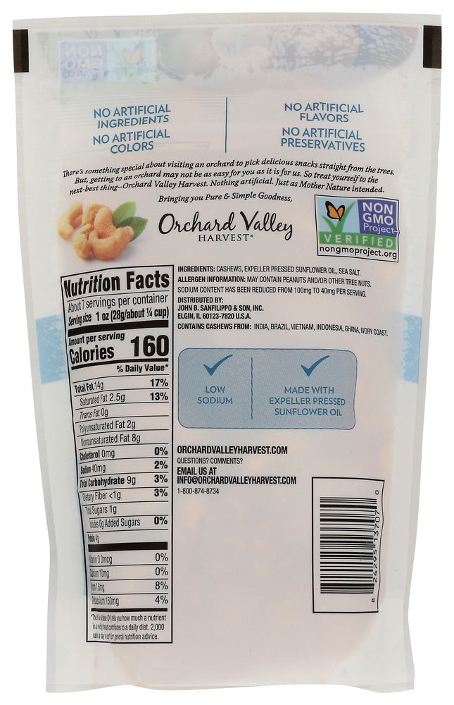 Orchard Valley Harvest: Nuts Cashew Jumbo, 6.5 Oz