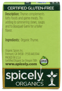 Spicely Organics: Organic Thyme Whole .1 Oz