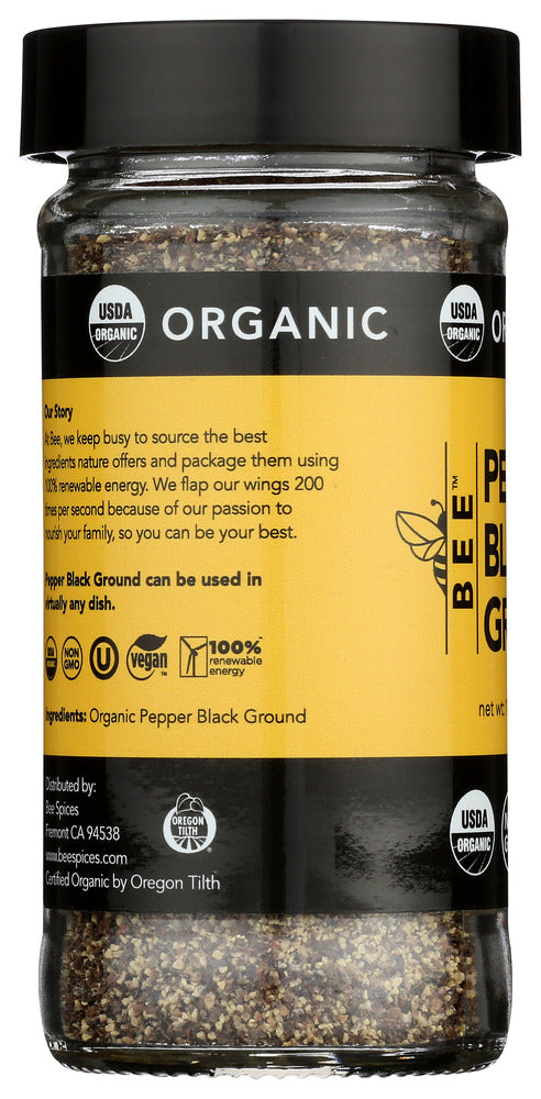 Bee Spices: Organic Pepper Black Ground, 1.6 Oz