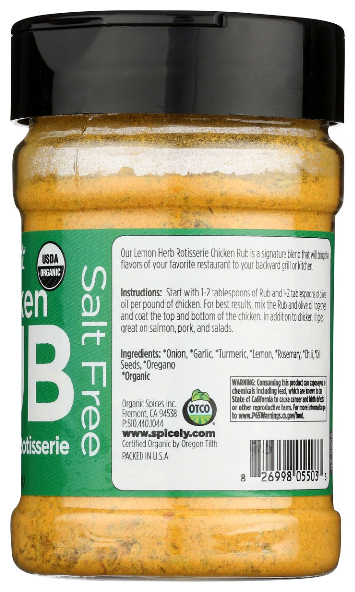 Spicely Organics: Lemon Herb Rotisserie Chicken Rub, 5.5 Oz