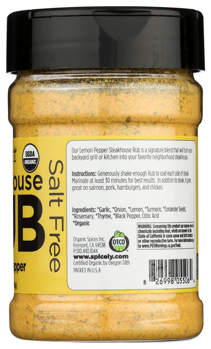 Spicely Organics: Lemon Pepper Steakhouse Rub, 5.8 Oz