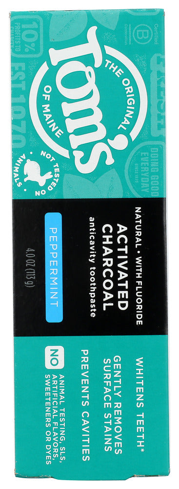 Toms Of Maine: Activated Charcoal Toothpaste Peppermint, 4 Oz