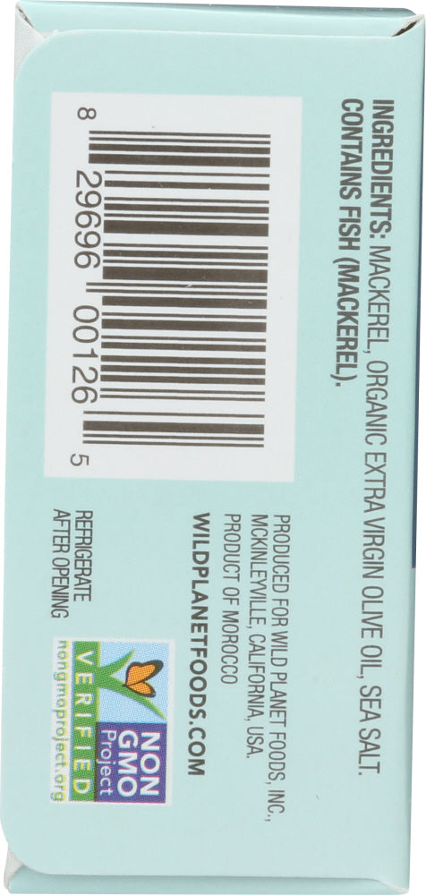 Wild Planet: Mackerel Wild Fillet In Extra Virgin Olive Oil, 4.4 Oz