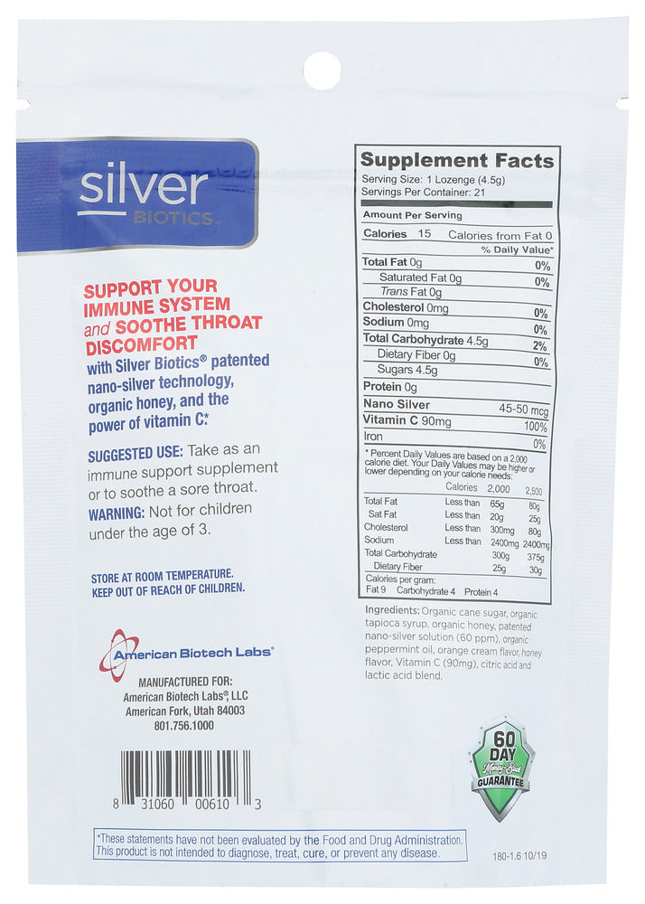 American Biotech Labs: Silver Bioticslzenge Vitc, 21 Pc