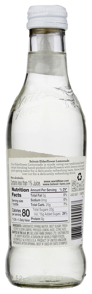 Belvoir: Elderflower Lemonade Soft Drink, 8.4 Fo