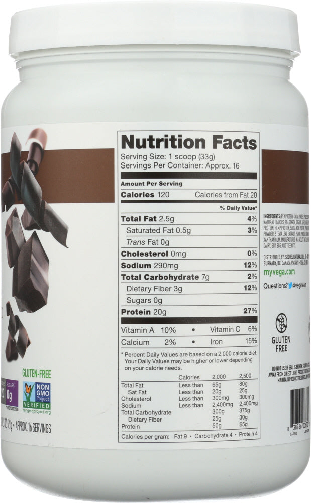 Vega: Protein And Greens Plant Based Protein Powder Chocolate, 18.4 Oz