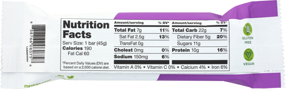 Vega: Protein Snack Bar Blueberry Oat, 1.6 Oz